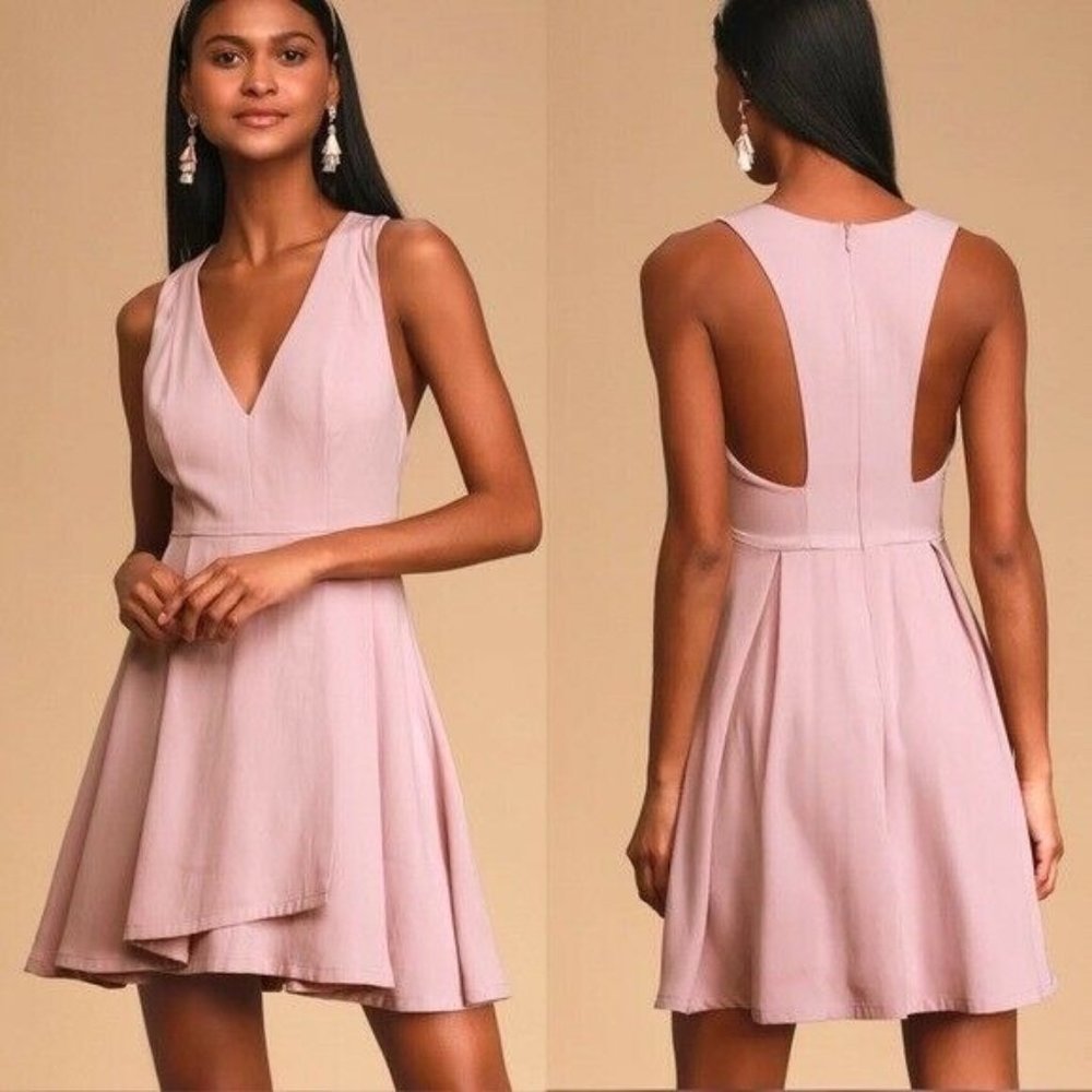 NWT Lulus Seeing Chic Skater Dress Mauve Pink Size Small
